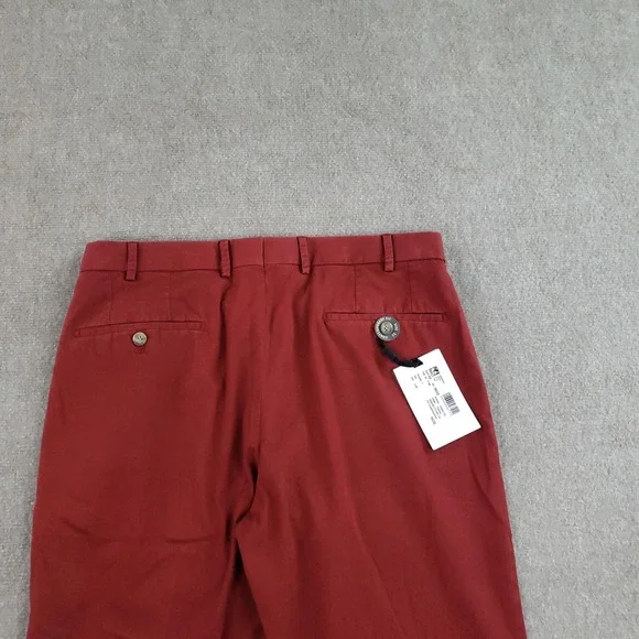 HILTL Pants Mens 36x32 (Fits 34x32) Red‎ Parma Contemporary Fit Stretch Chino